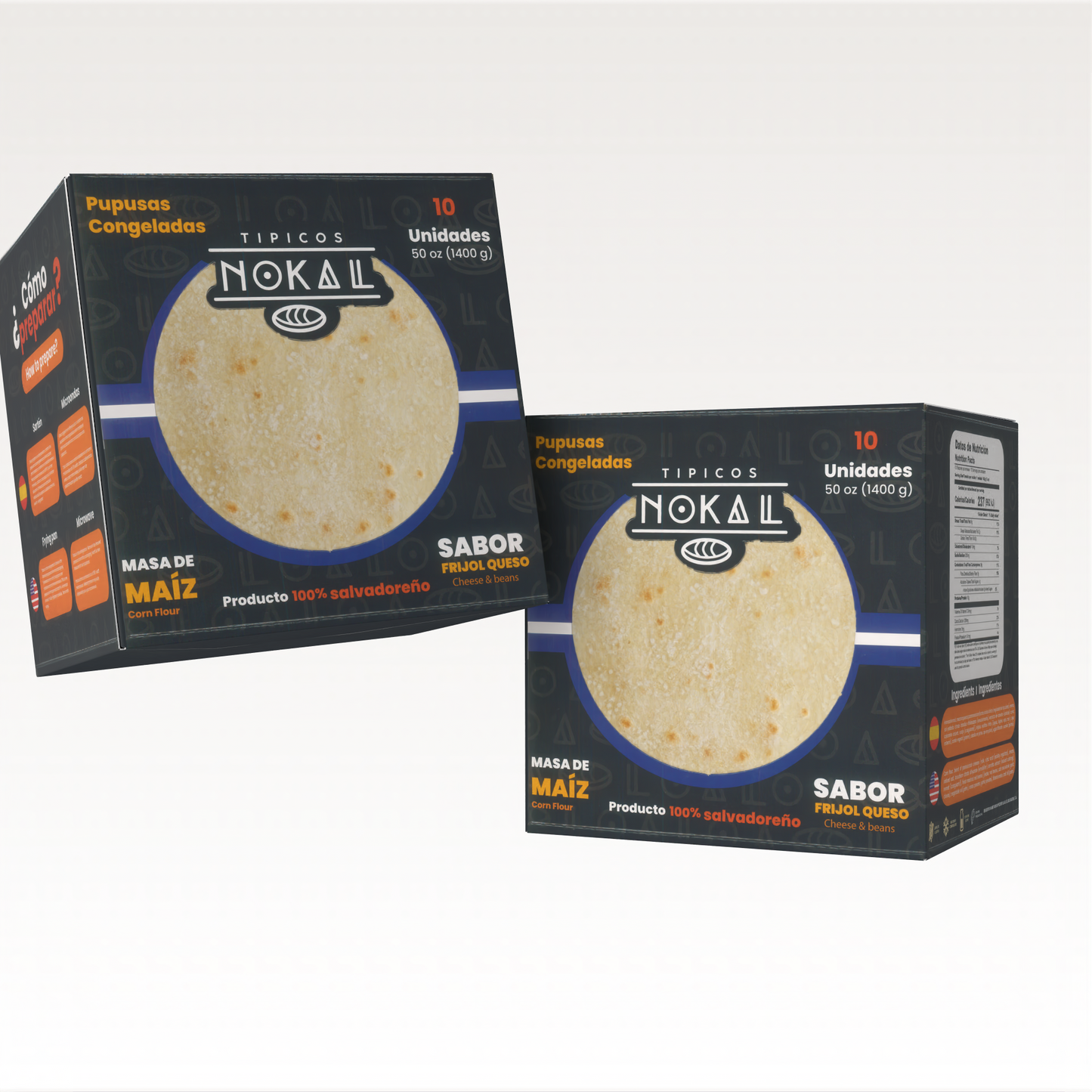 Pupusas Congeladas de Frijol y Queso Típicos Nokal (Paquete de 10)