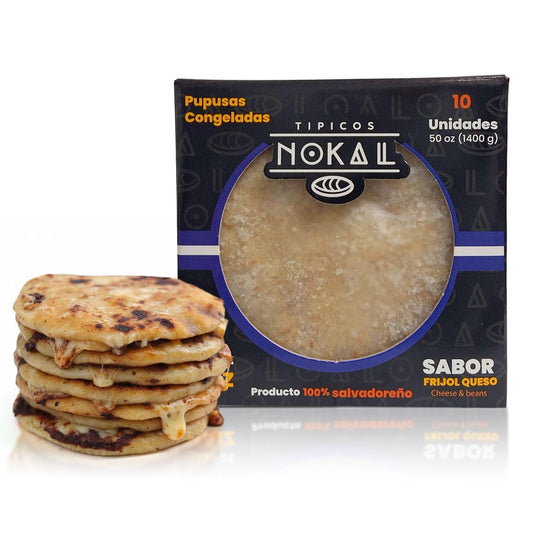 Pupusas Congeladas de Frijol y Queso Típicos Nokal (Paquete de 10)