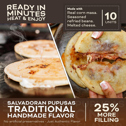 Pupusas Congeladas de Frijol y Queso Típicos Nokal (Paquete de 10)