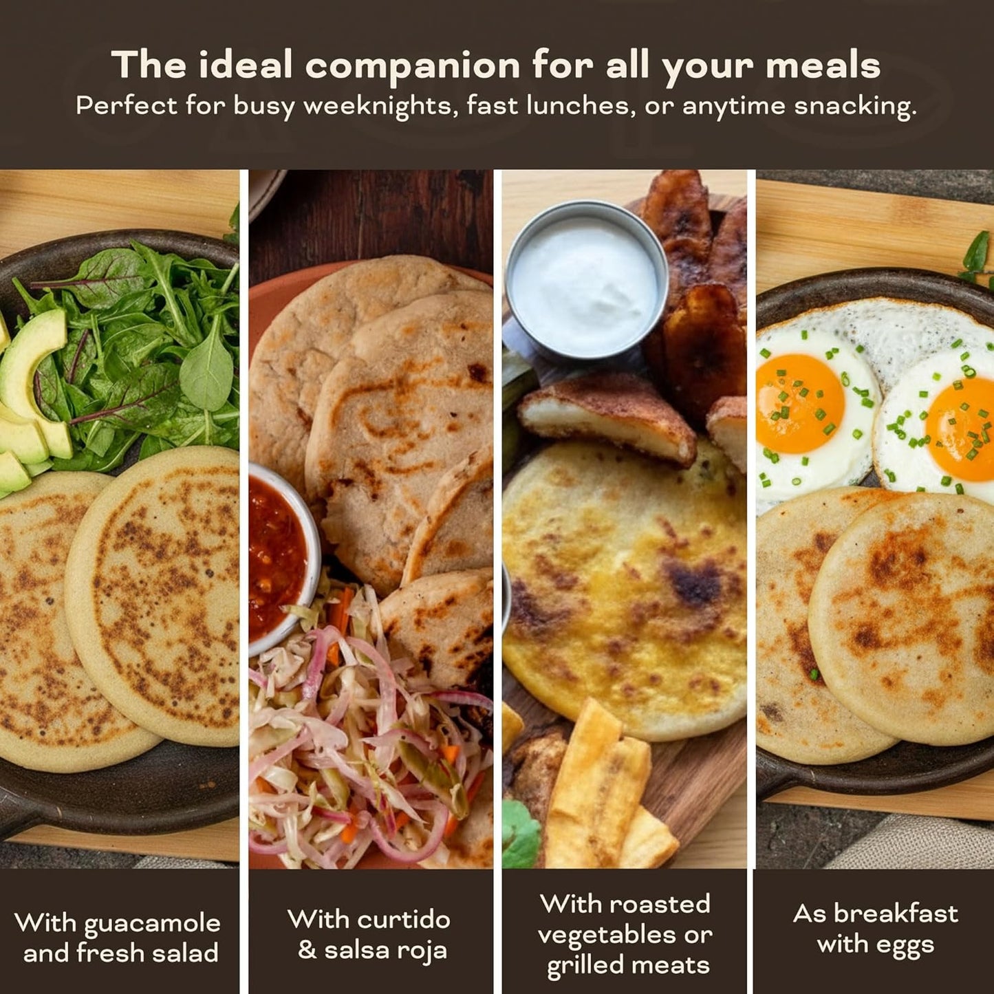 Pupusas Congeladas de Frijol y Queso Típicos Nokal (Paquete de 10)