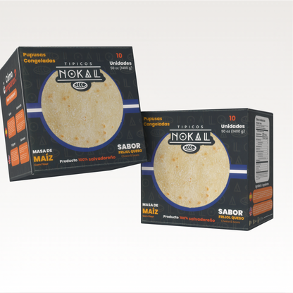 Pupusas Congeladas de Frijol y Queso Típicos Nokal (Paquete de 10)