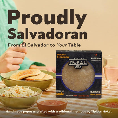Pupusas Congeladas de Frijol y Queso Típicos Nokal (Paquete de 10)