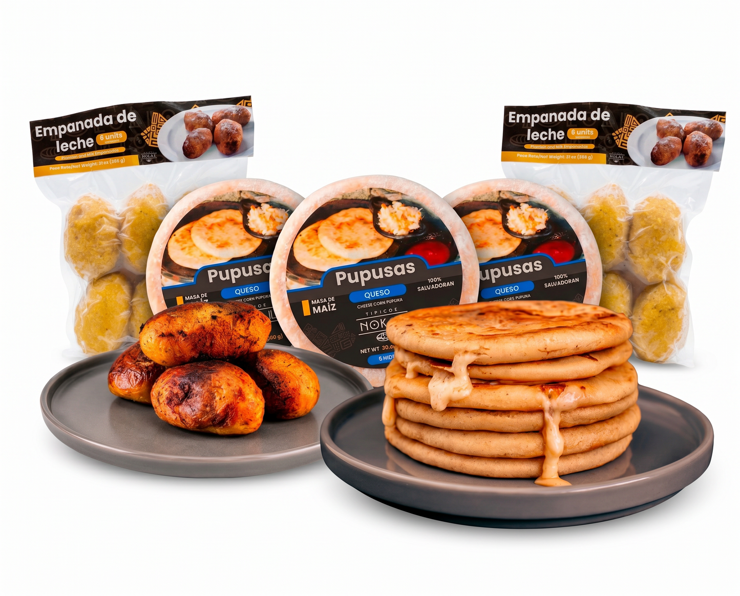 Típicos Nokal Triple Pack Pupusas &  Plantain Empanadas Combo, Authentic Salvadoran Pupusas, 15 Count, And Plantain Whith Milk Empanadas, 12 Count, Family Pack